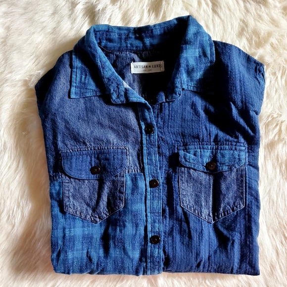 Anthropologie Artisan De Luxe Patchwork Chambray Button Down XS NEVER WORN - Picture 3 of 13
